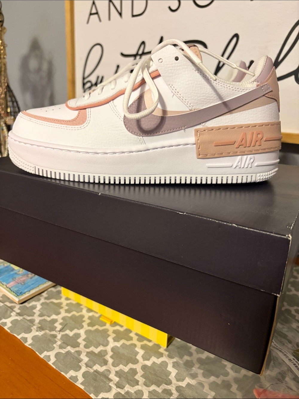 Nike Air Force 1 Sneakers with Pink and Peach Accents